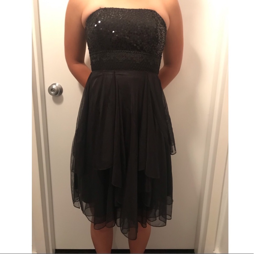 NEW Betsey Johnson Black Strapless Sequined Dress